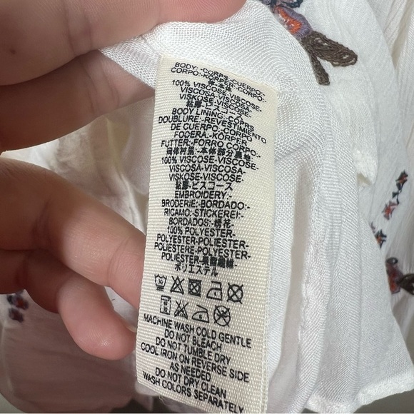 Free People Womens Oxford Boho Embroidered White Floral Flowy Dress NWT Small - Picture 6 of 11